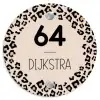 Beige luipaardprint - Modern Naambord Rond klein -3d