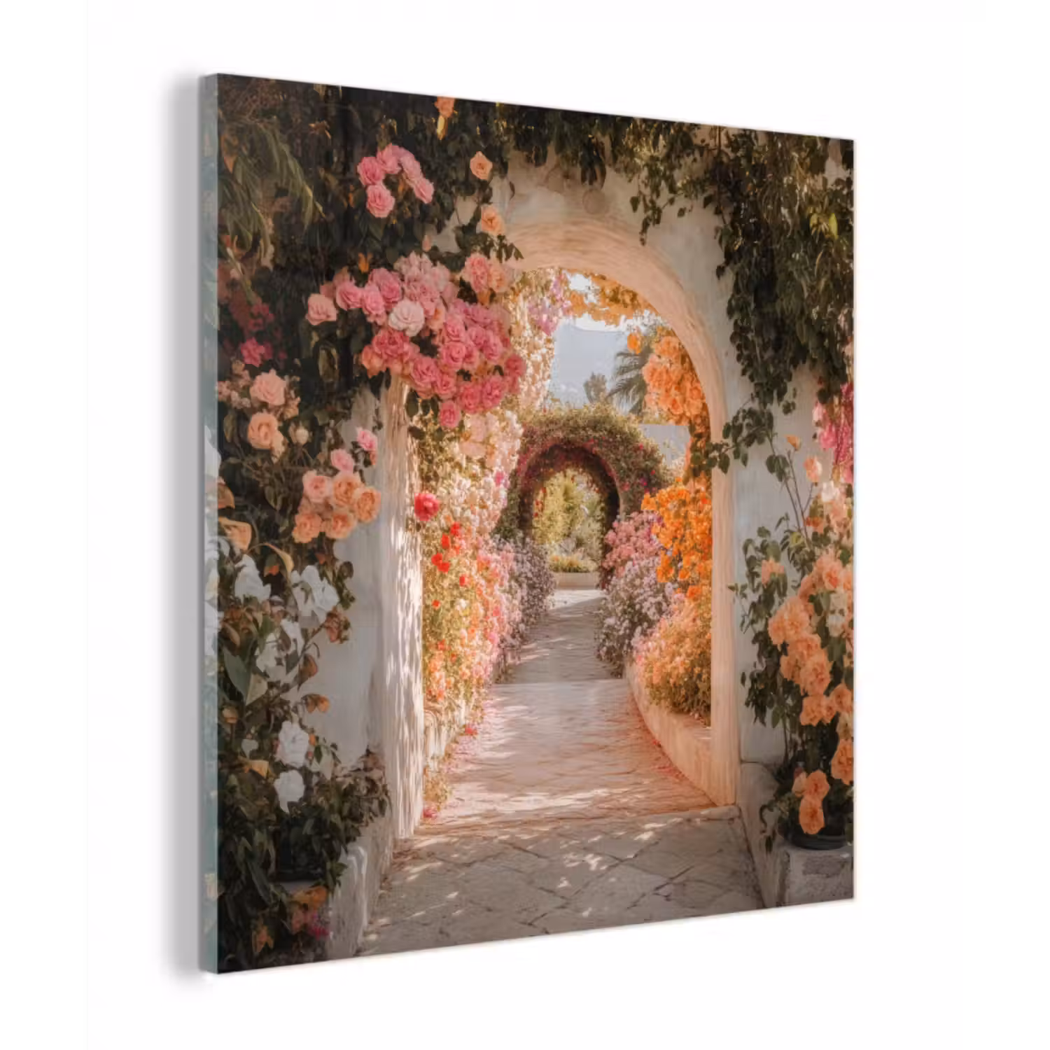 Glasbild - Durchsichtig - Bogen - Blumen - Pastell