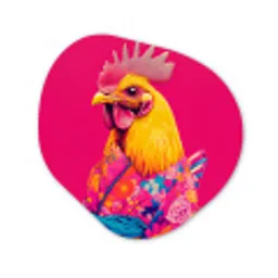Haan - Kleurrijk - Kimono - Roze Wandcirkel Organisch Forex 3mm klein -3d