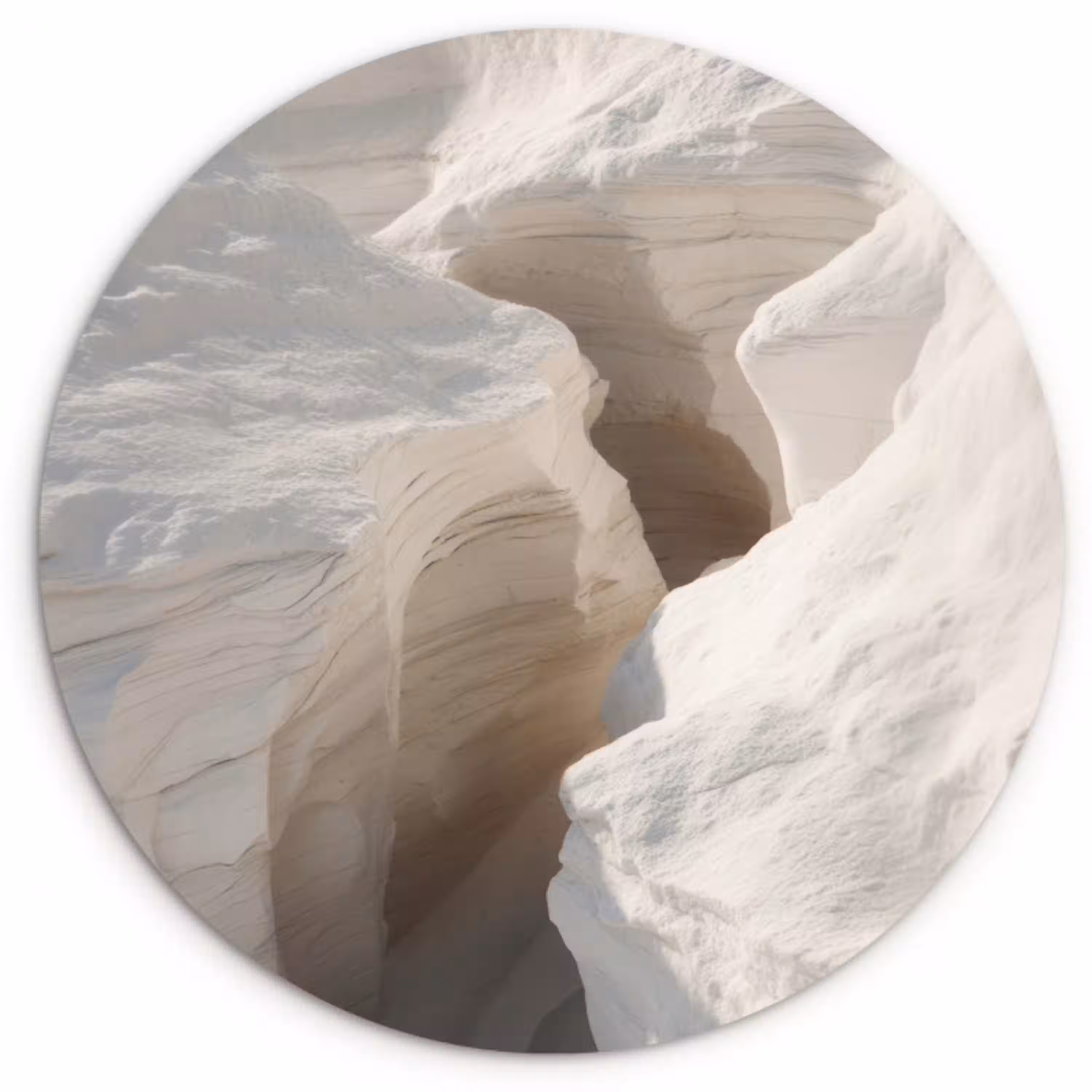 Kloof - Wit - Sneeuw Wandcirkel plexiglas klein -3d
