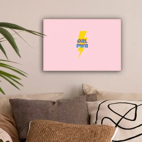 Grl pwr - Bliksem - Roze canvas 2cm klein -sfeer1
