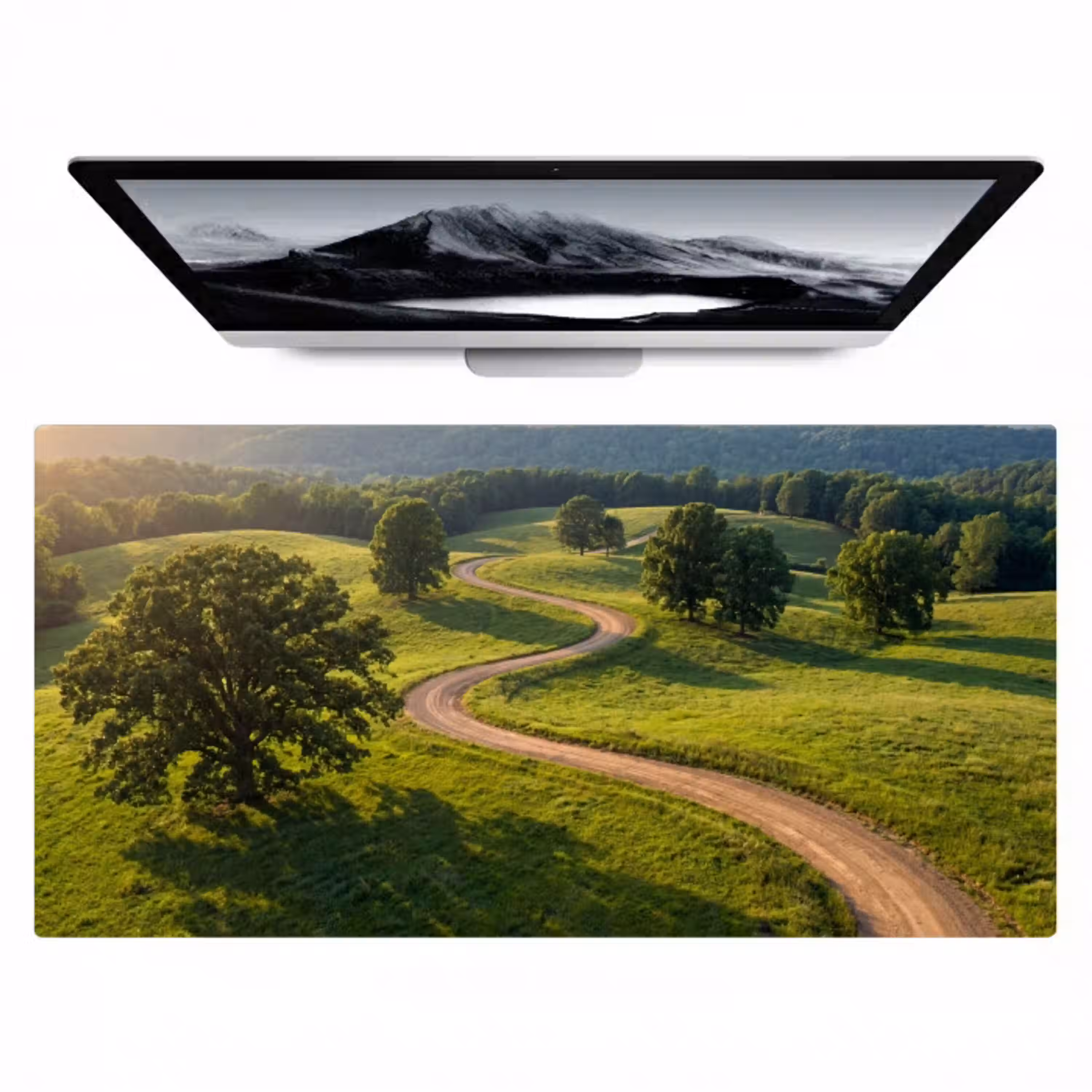 Weg - Weide - Natuur - Groen Muismat XXL klein -zzz3d