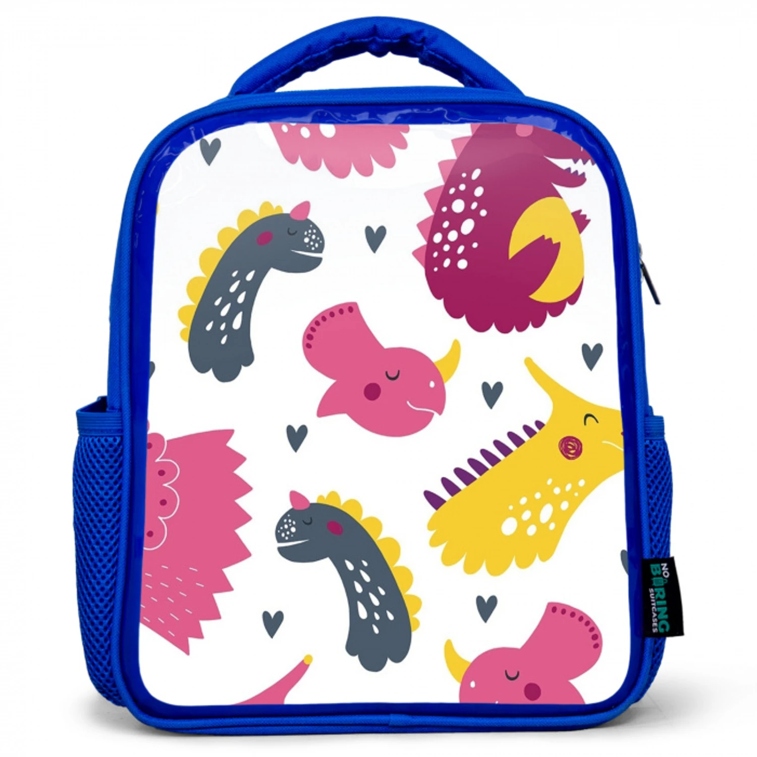 Dino - Patronen - Kind - Roze - Meisjes Kinderrugzak - Blauw middel -3d