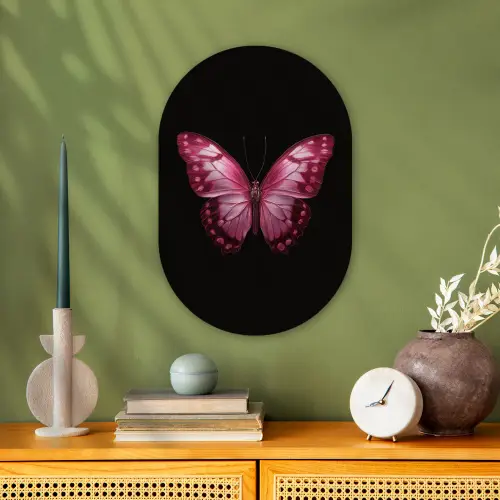 Vlinder - Fuchsia - Grafisch Wandcirkel Ovaal Forex klein -sfeer2
