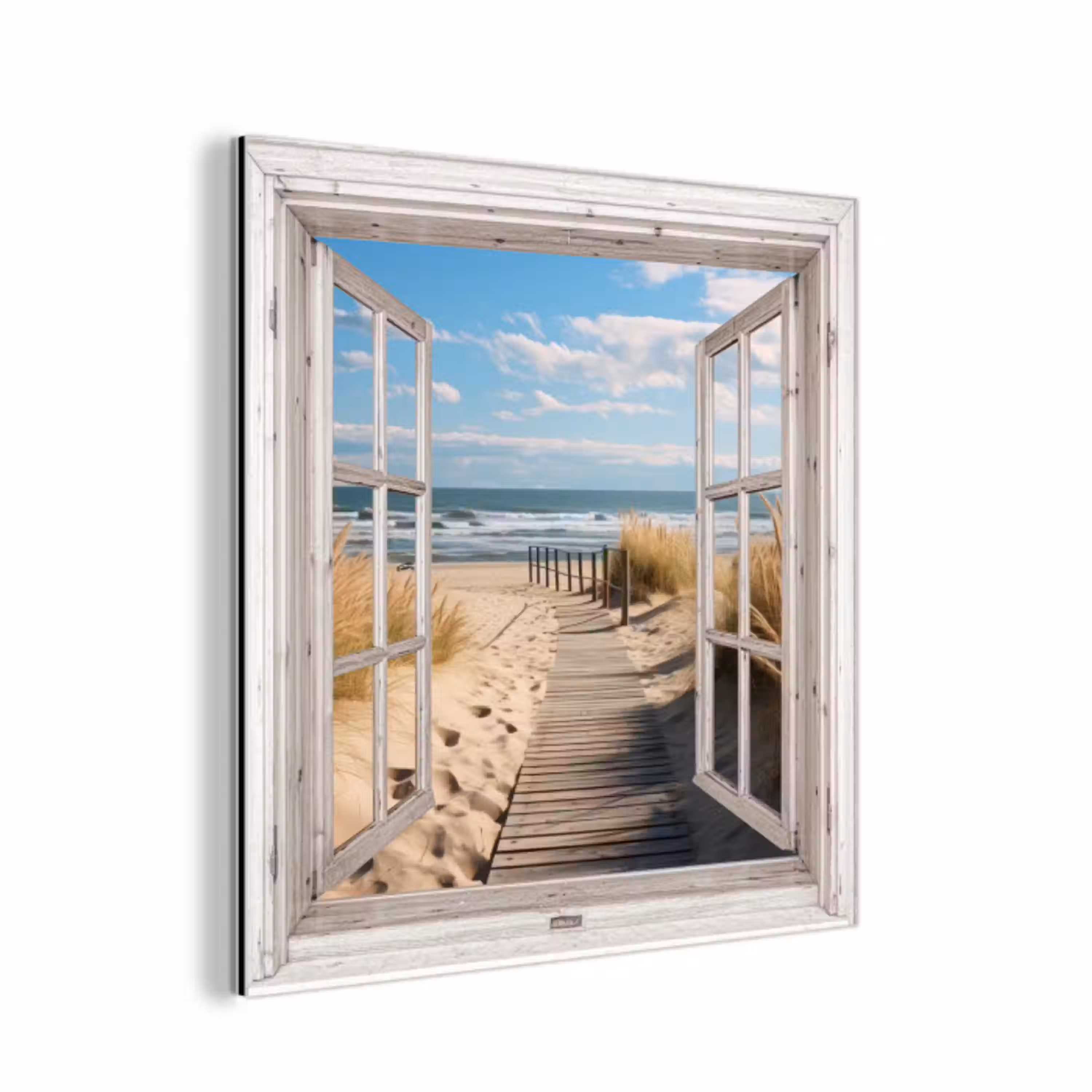 Raam - Zee - Kust - Natuur - Doorkijk - Strand - Waddenzee aluminium wit klein -3d