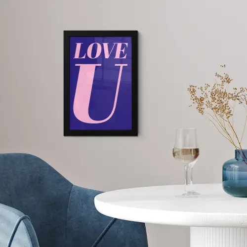 Love - Blauw - Valentijn fotolijst zwart zonder passe partout klein -sfeer4