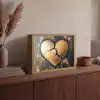 Gebroken hart - Goud - Houtlook - Liefde Light Box met batterij (Wandlamp) middel -sfeer2