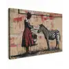 Street art - Zebra - Vrouw - Dieren - Graffiti - Banksy canvas 2cm klein -z3d