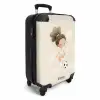 Meisje met een voetbal in beige kleuren NBS - Handbagage koffer - Kinderen Unisex middel -productfoto_3d
