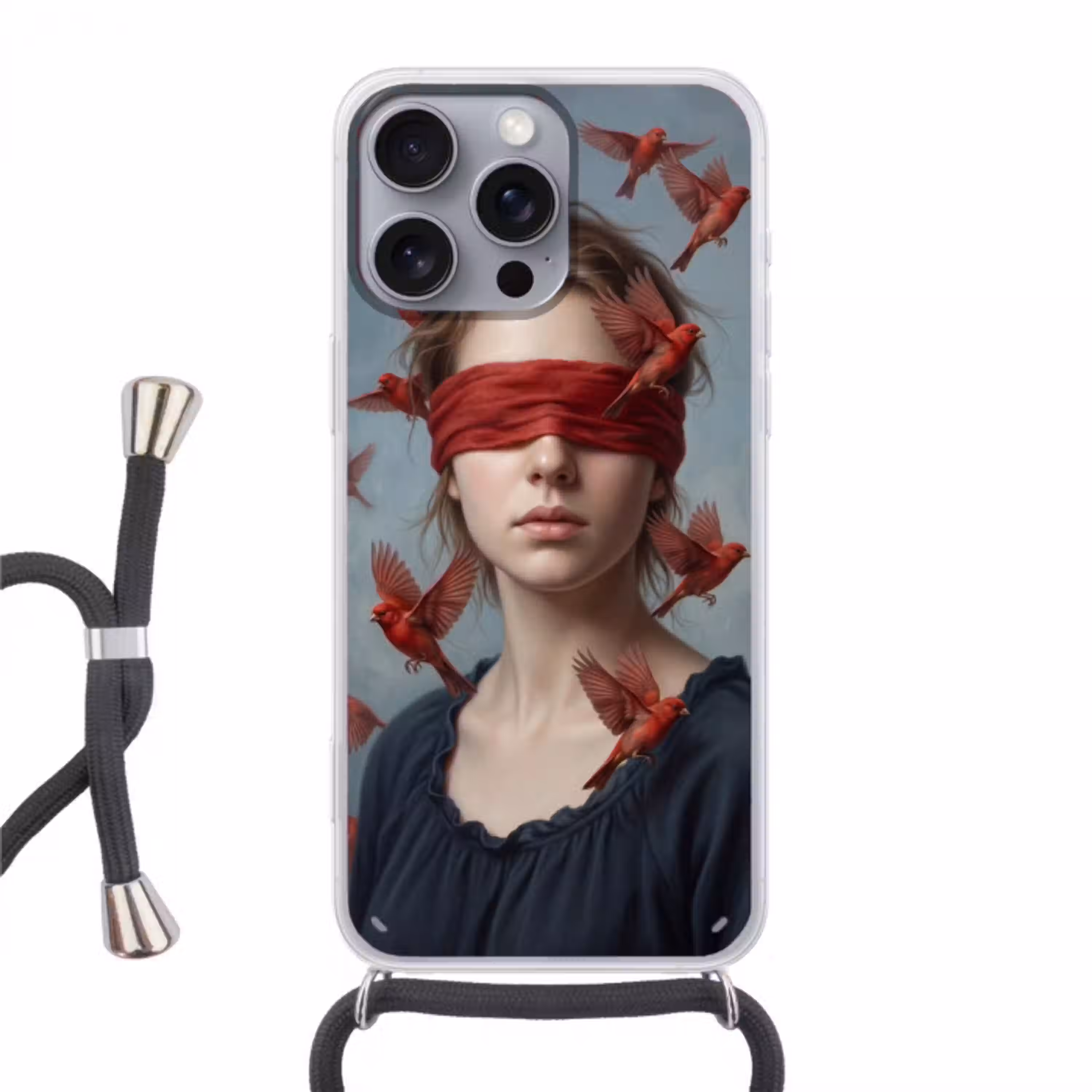 Portret - Krachtig - Rood Hoesje iPhone 16 Pro Max met koord klein -3d