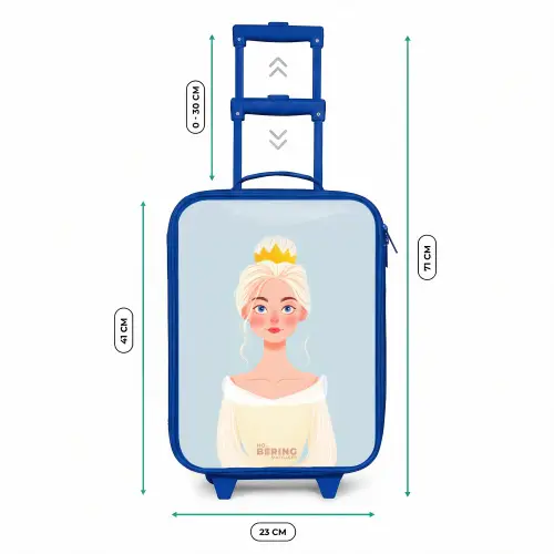 Prinses met een gouden kroon - Blauw Kinderkoffer - Blauw klein -productfoto_formaten
