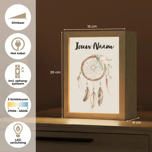 Dromenvanger - Bohemian - Boho - Pastel kleuren Light Box met kabel (Kinderlampje) klein -USP_NL