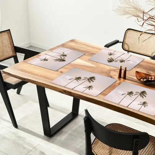 Palmbomen - Zonsondergang - Roze Placemat vinyl groot -zzsfeer4_Kitchenyeah-website