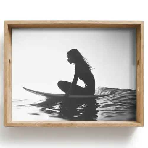 Silhouet - Vrouw - Surfplank - Water Dienblad Rechthoek middel -z3d_shopping