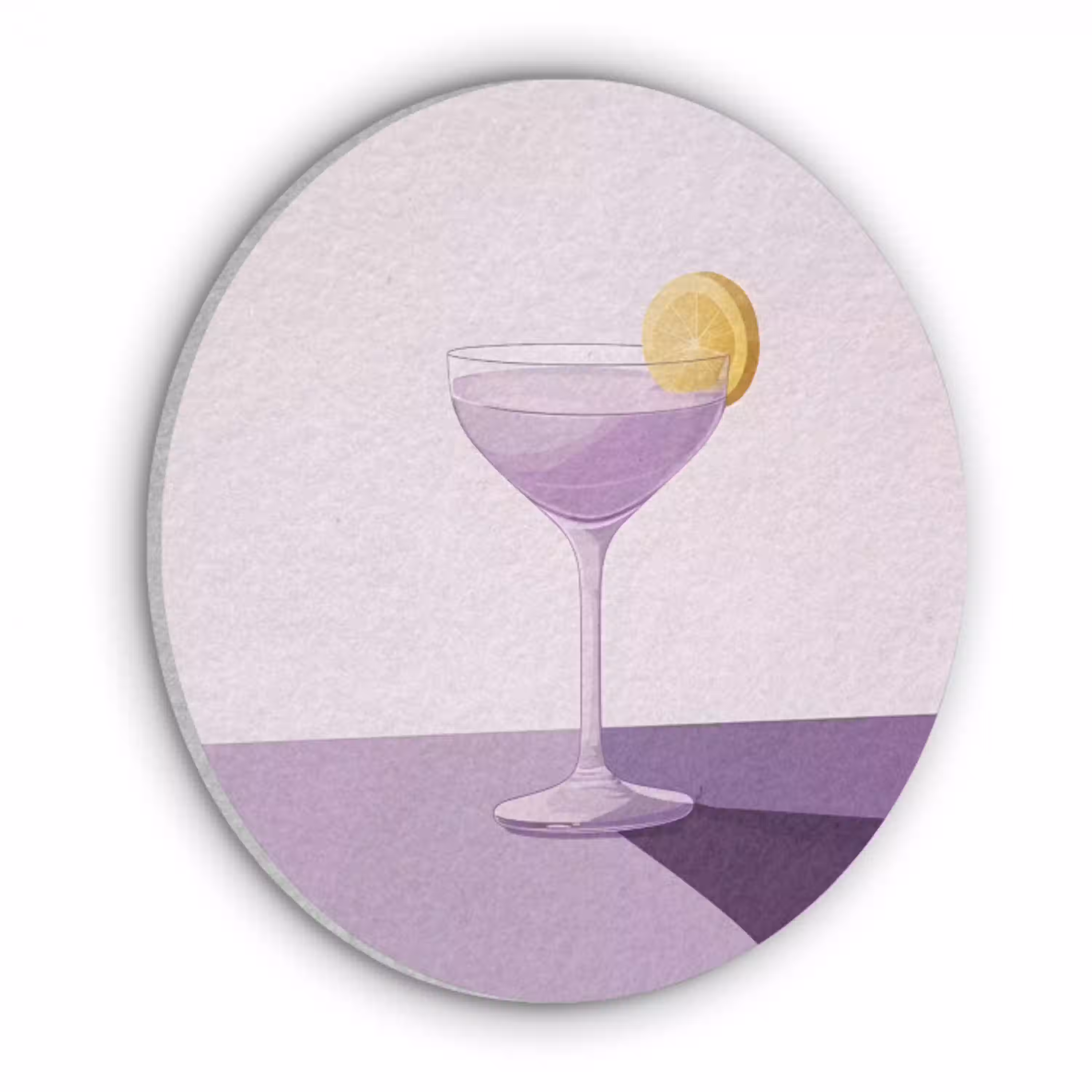 Cocktail - Paars - Minimalistisch - Citroen Akoestische PET Vilt - Rond klein -3d