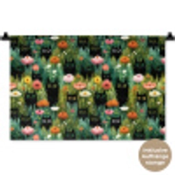 Katten - Bloemen - Kleurrijk Wandkleed katoen klein 269 -t3d_DE