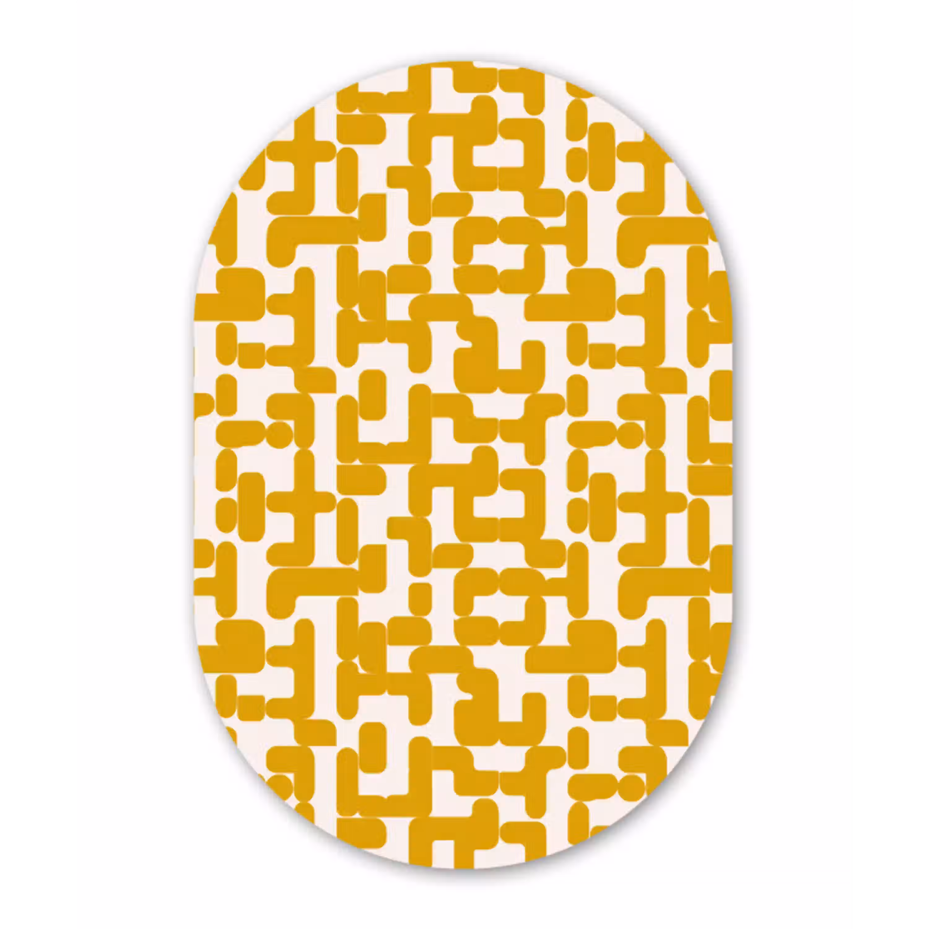 Geel - Beige - Patroon Wandcirkel Ovaal Aluminium middel 839 -3d