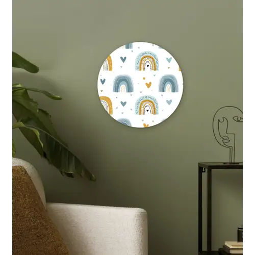 Patroon - Regenboog - Hartjes Wandcirkel kunststof plaat 5mm dik klein -sfeer3