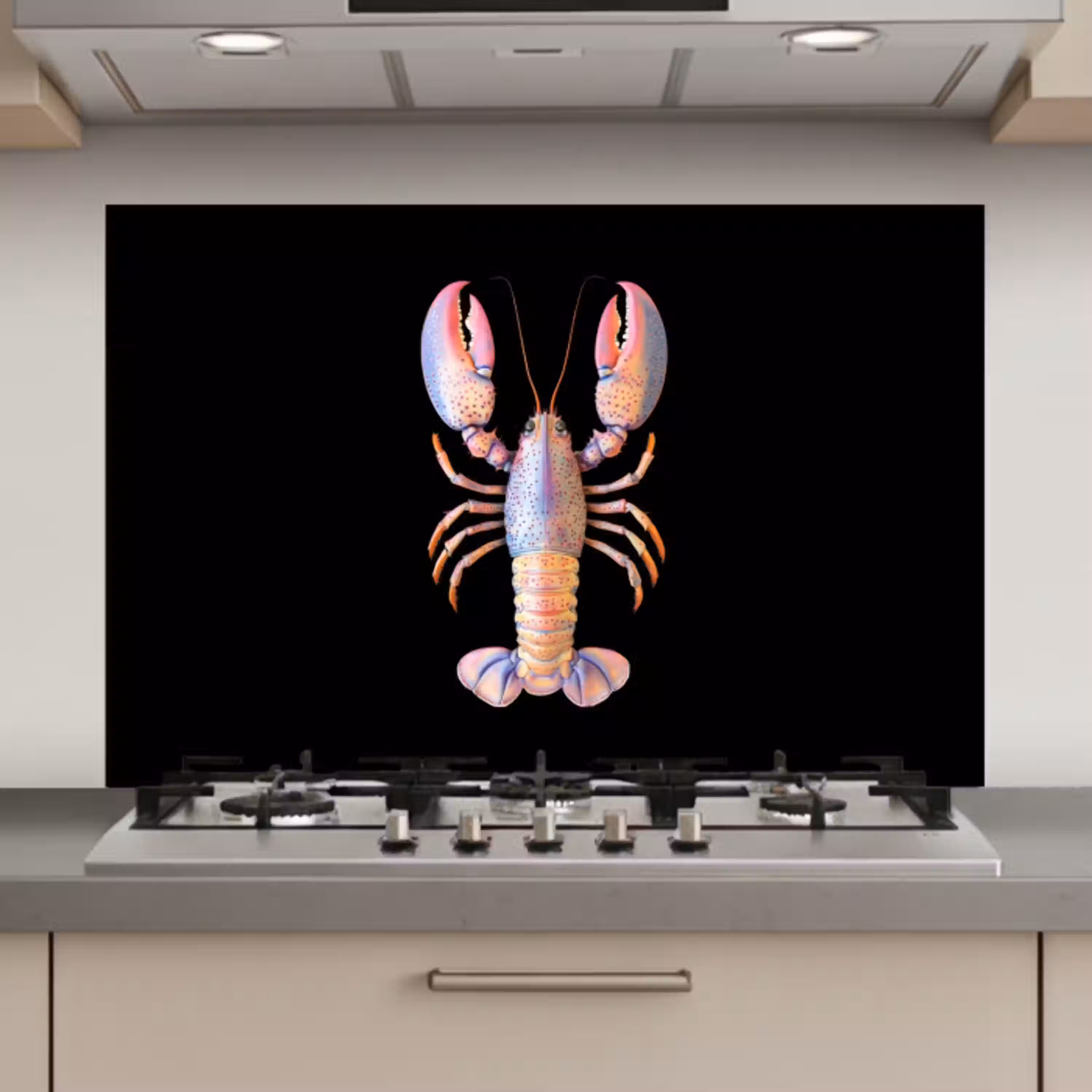 Kreeft - Roze - Zacht - Zwart keuken achterwand spatscherm klein -3d_website