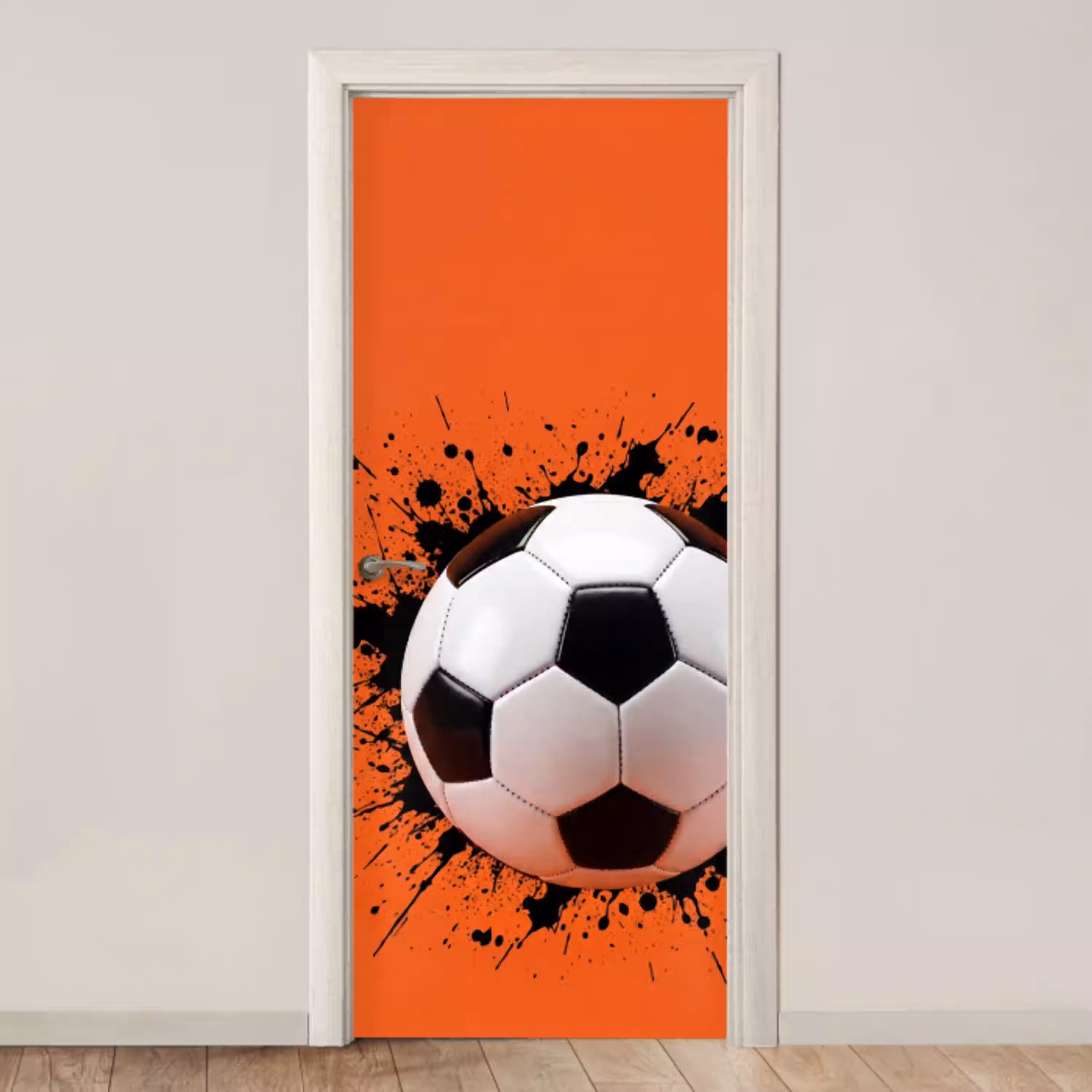 Voetbal - Verf - Sport - Oranje deurposter klein -3d_beige