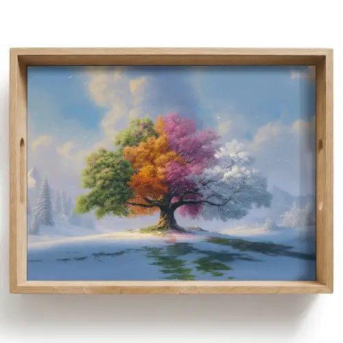 Boom - Seizoenen - Winter - Landschap Dienblad Rechthoek middel -z3d_shopping