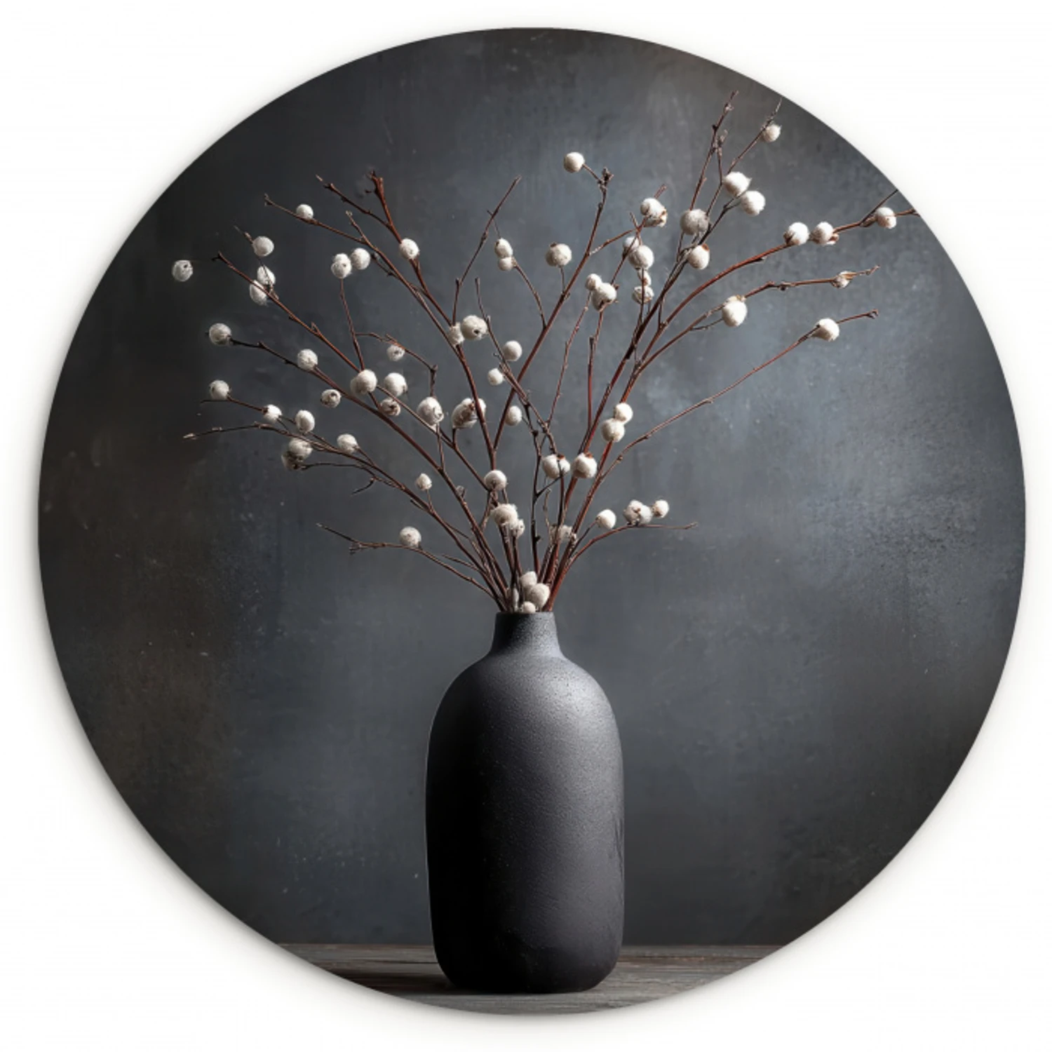 Takken - Vaas - Bolletjes - Wit Wandcirkel plexiglas middel -3d