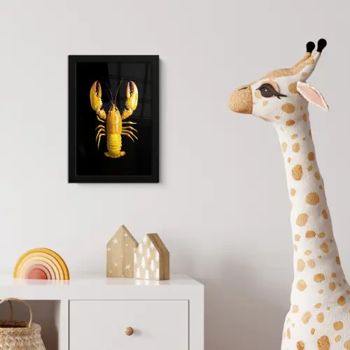 Kreeft - Geel - Stippen - Effen fotolijst zwart zonder passe partout klein -usfeer4_kinderkamer