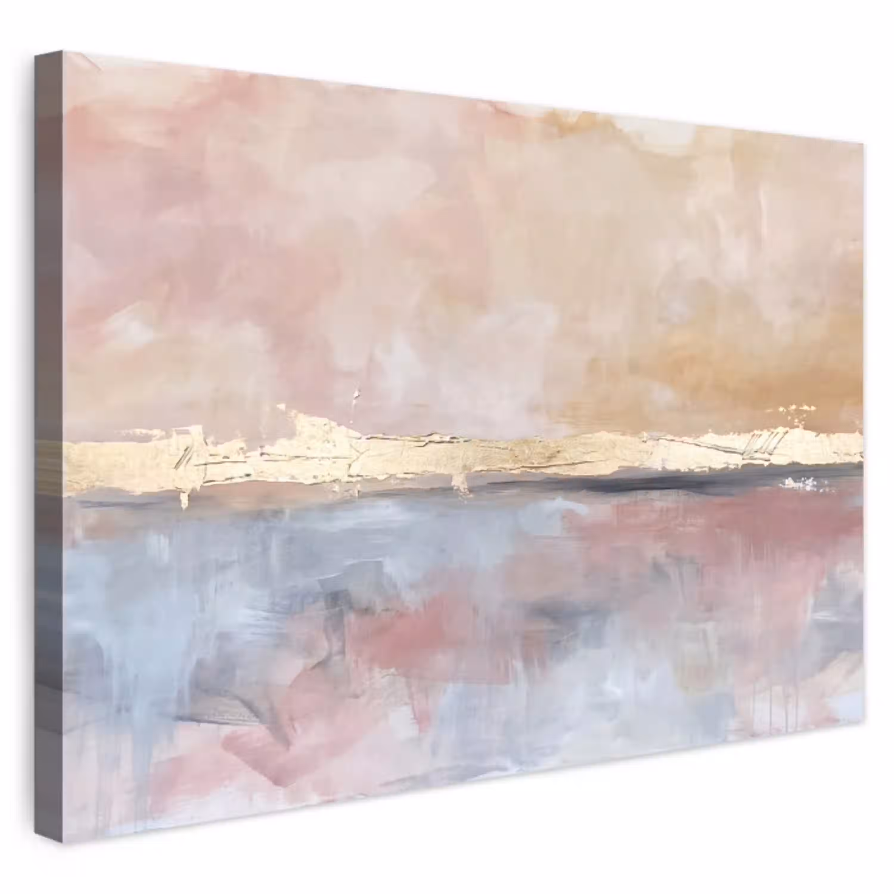 Abstract - Horizontaal - Kunst - Roze - Goud Tuinposter op houten frame 2 cm dik klein -3d