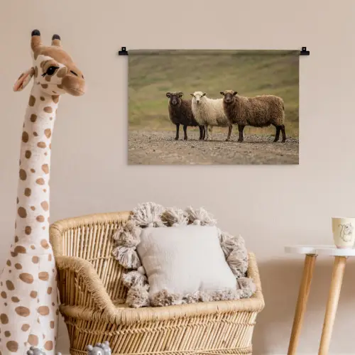 Schapen - Bruin - Wit - Grindpad Wandkleed katoen klein -wsfeer5_kind