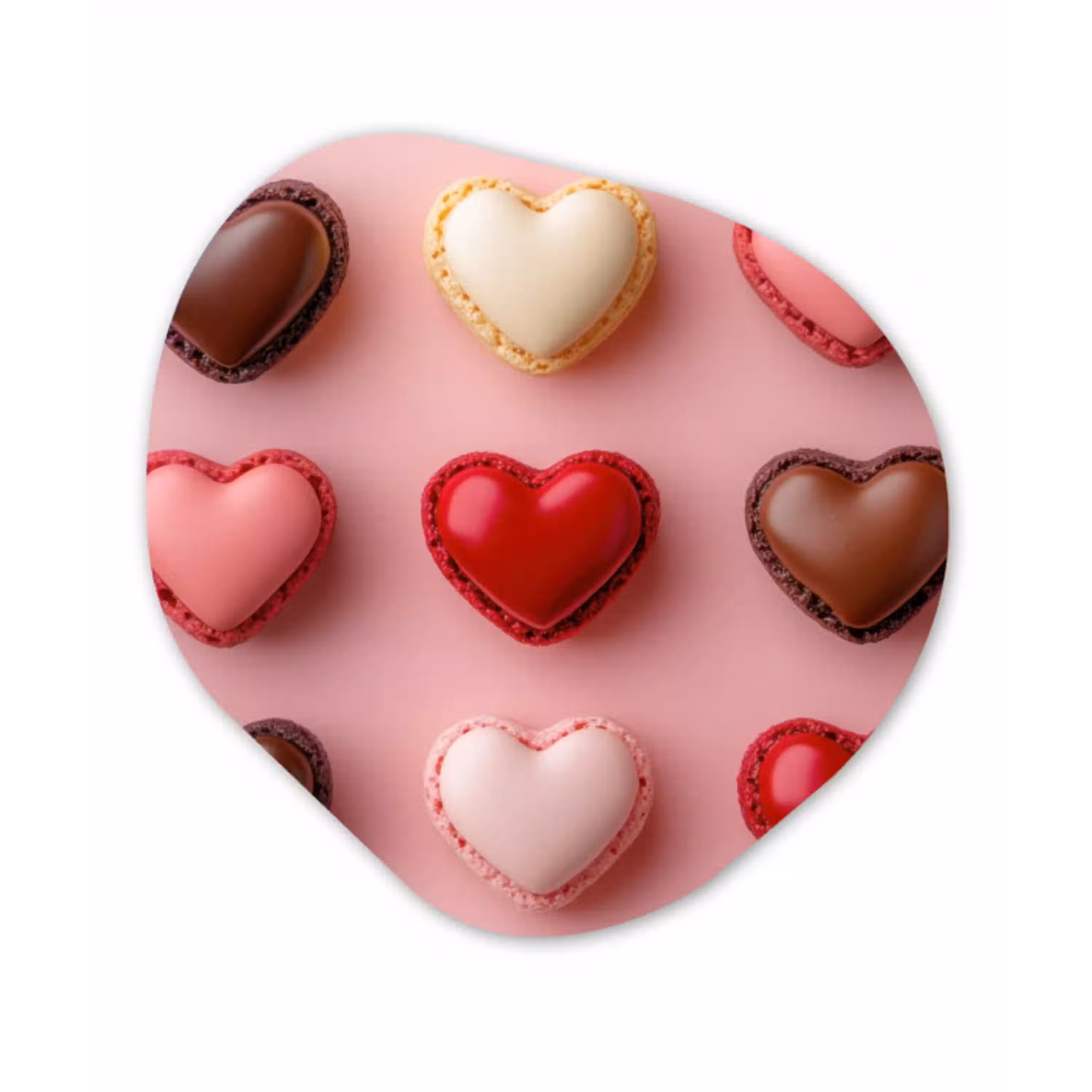 Macarons - Hartjes - Kleurrijk - Roze Wandcirkel Organisch Plexiglas middel -3d