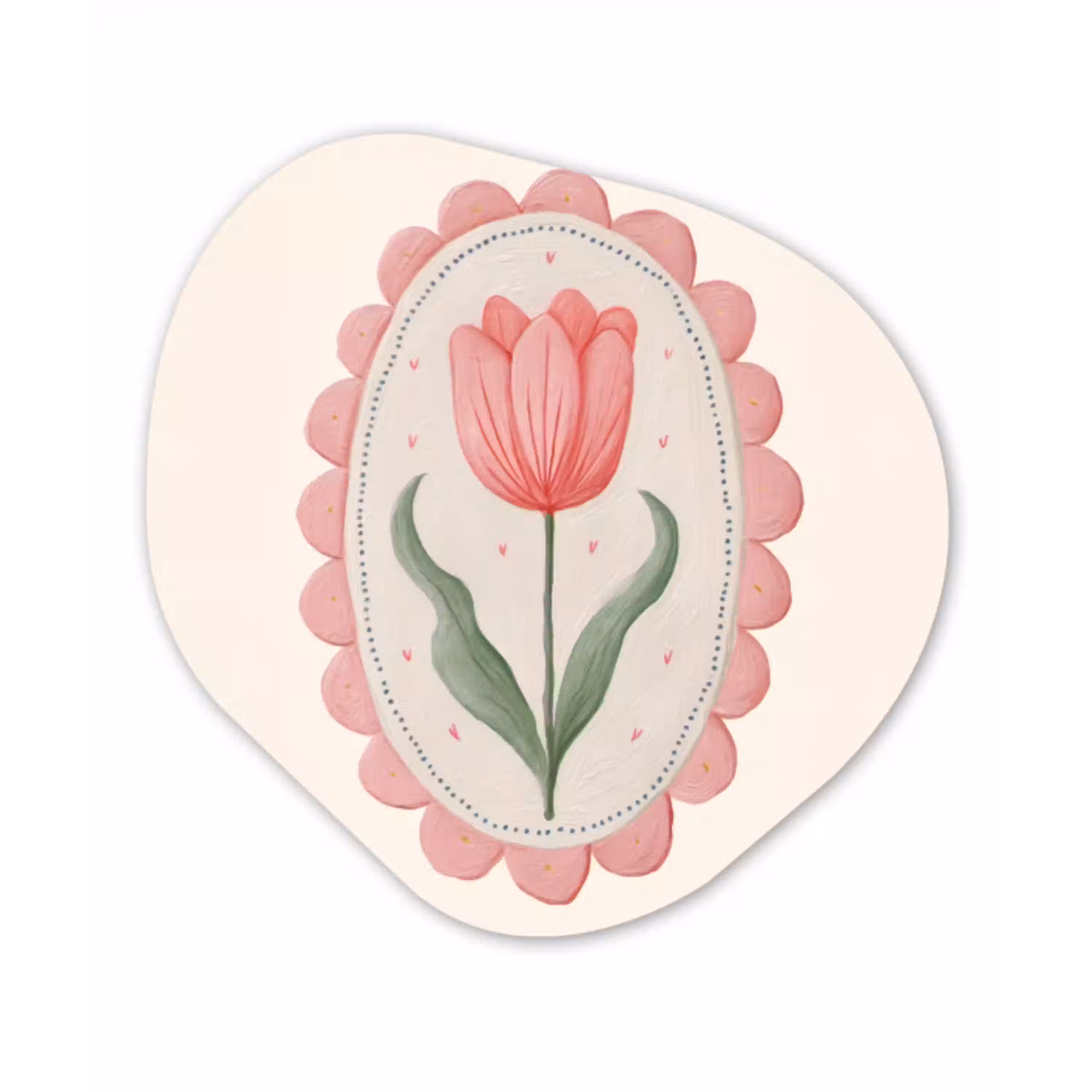 Tulp - Lijst - Ovaal - Illustratie Wandcirkel Organisch Aluminium middel -3d