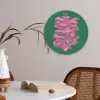 Abstract - Pink - Lijnen - Groen Akoestische PET Vilt - Rond klein -sfeer3