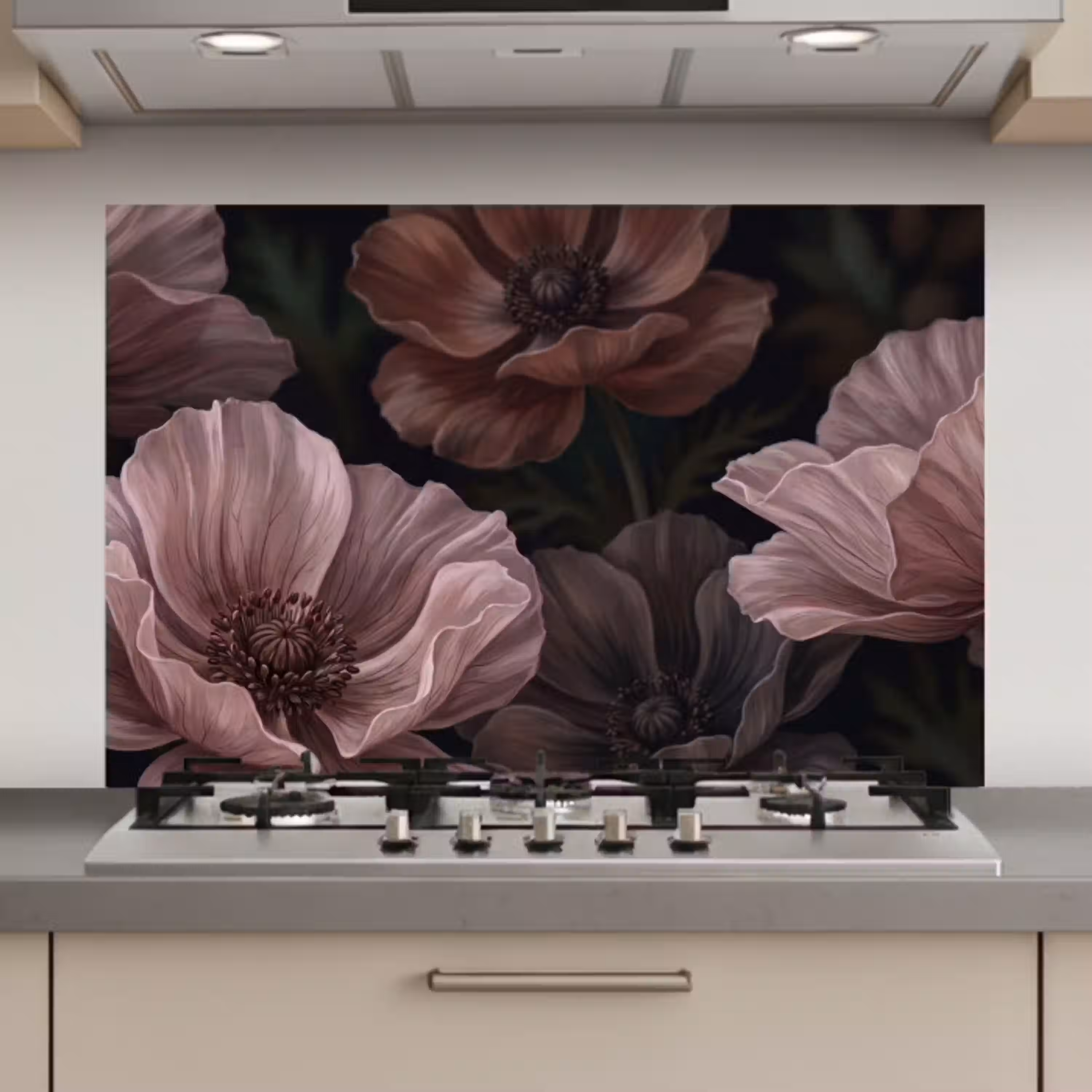 Bloemen - Natuur - Roze - Donker - Modern keuken achterwand spatscherm klein -3d_website
