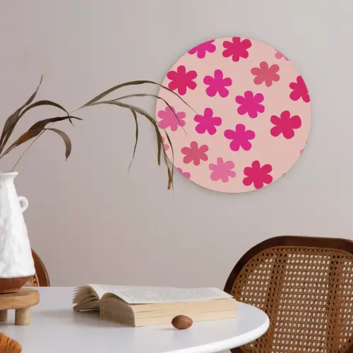 Bloemen - Patroon - Roze Akoestische PET Vilt - Rond klein -sfeer3