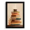 Boeken - Toren - Koffie - Beige fotolijst zwart zonder passe partout klein -3d