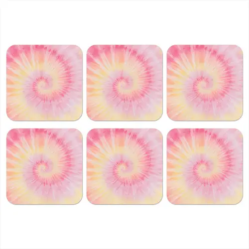 Patroon - Tie Dye - Pasteltinten - Roze onderzetter kurk middel -3d