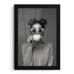 Vrouw - Koffie - Zwart - Wit fotolijst zwart zonder passe partout klein -3d