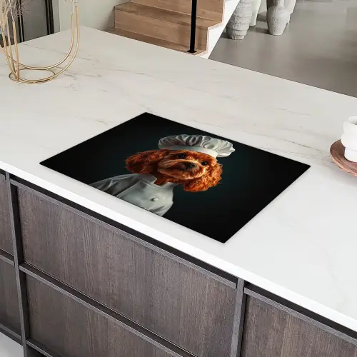 Bruin - Kok - Hondje Inductie beschermer vinyl 3mm klein -sfeer8