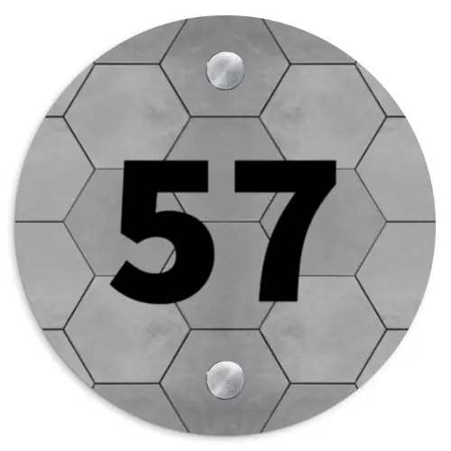 Grijze tegels - Traditioneel Naambord Rond klein -3d