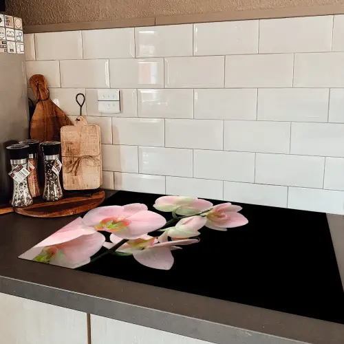 Zachte Roze Orchideeënfluistering Inductie beschermer vinyl 3mm klein -sfeer3