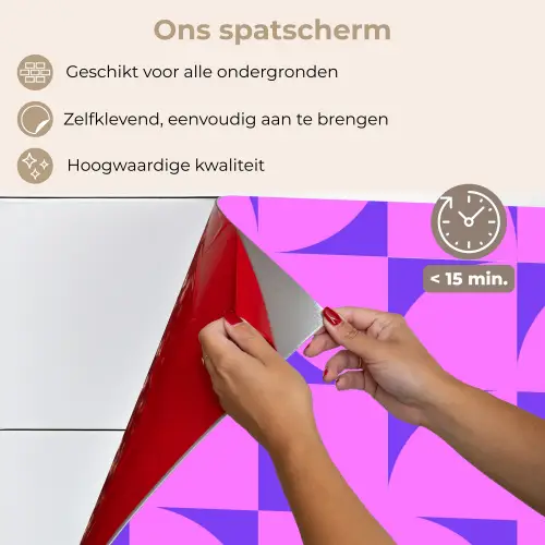 Kwadranten - Paars - Roze - Vierkanten keuken achterwand spatscherm klein 900 -spatscherm_NL