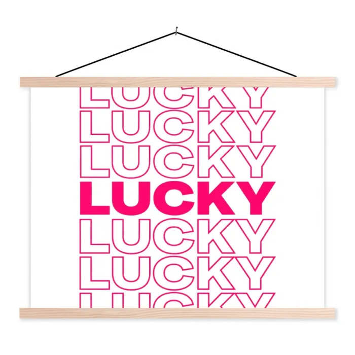 Lucky - Roze - Patroon textielposter latten blank klein -3d