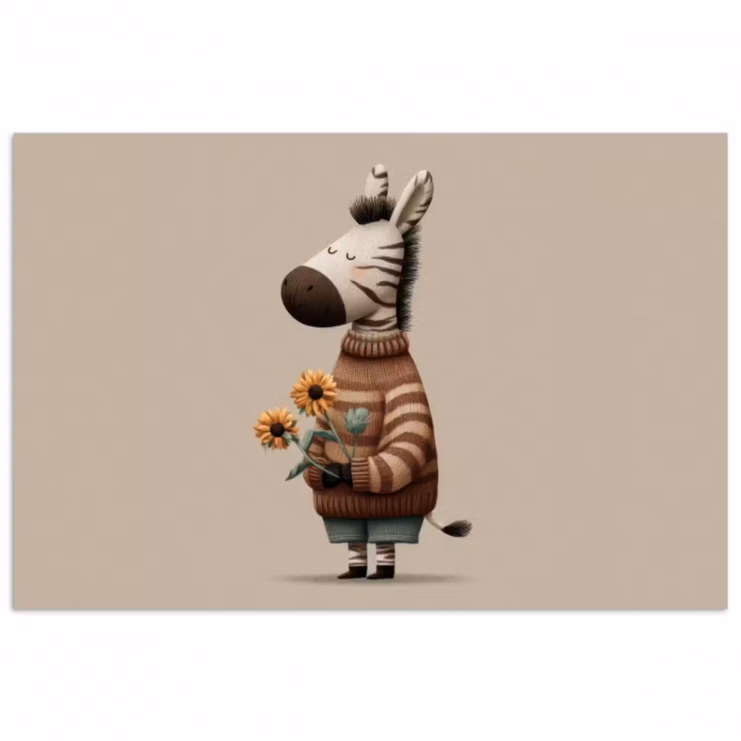 Poster - Zebra - Sonnenblumen - Warm