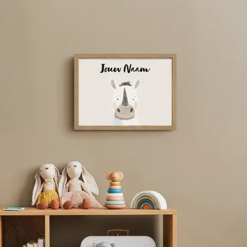Neushoorn - Wilde dieren - Pastel kleuren Light Box met batterij (Wandlamp kind) middel -sfeer2_kind