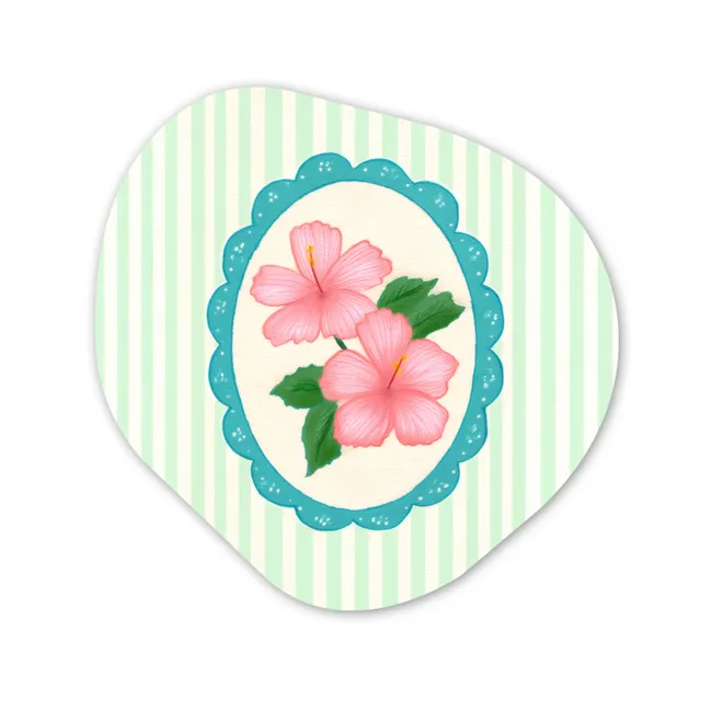 Bloemen - Ovaal - Strepen - Groen Wandcirkel Organisch Forex 3mm klein -3d