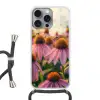 Bloemen - Paars - Bijen Hoesje iPhone 16 Pro Max met koord klein -3d