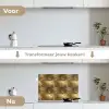 Palm - Waaier - Goud keuken achterwand spatscherm klein 900 -voor_na_NL