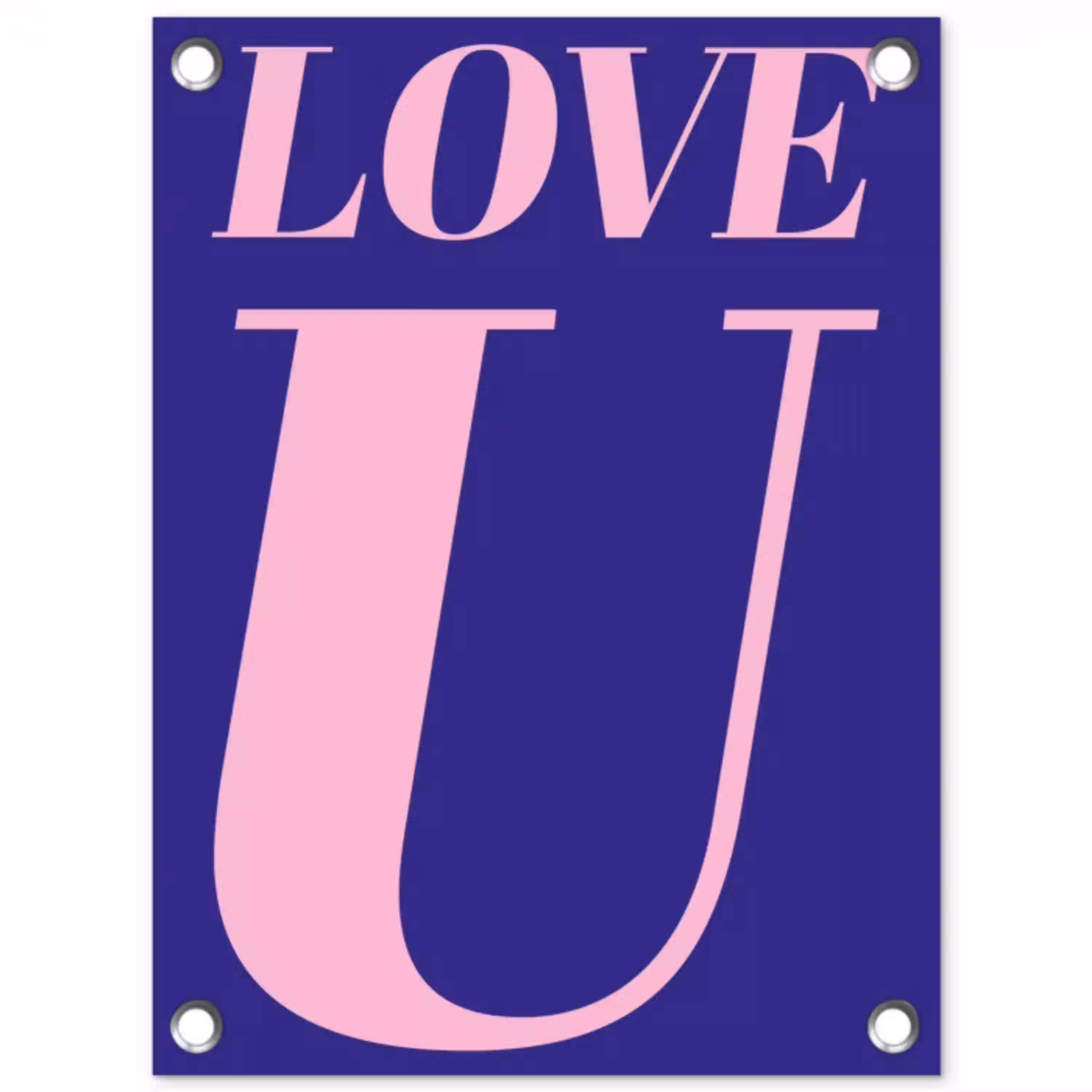 Love - Blauw - Valentijn tuinposter los doek klein -3d