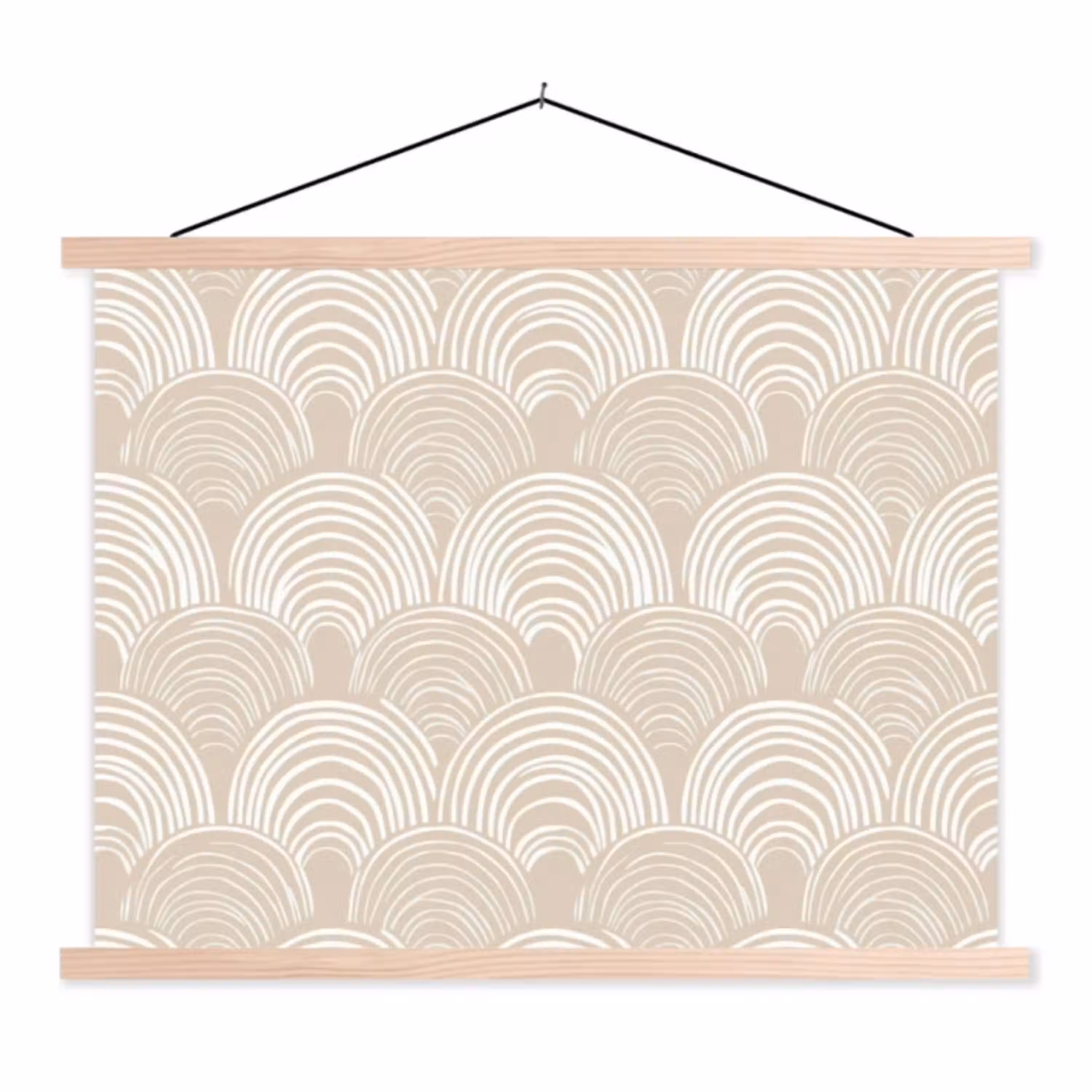 Golven - Structuur - Beige textielposter latten blank klein 122 -3d