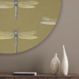 Libellen - Patroon - Groen Akoestische PET Vilt - Rond klein 838 -sfeer5_closeup